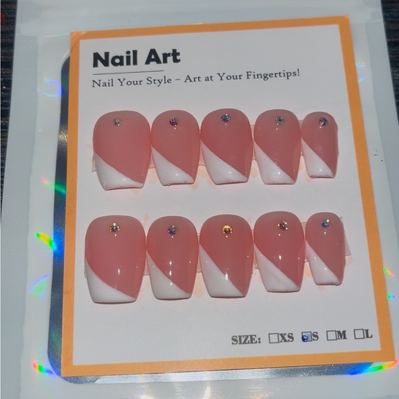 Hand Crafted Other - 10 PC Hand Crafted Side French Tip Nails NWT (S,M,L)